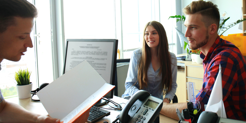 Young couple at the financial planning consultation
